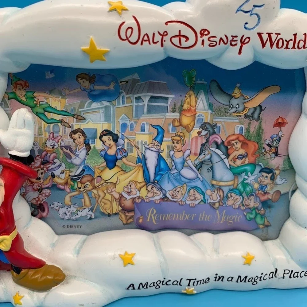 Vintage Walt Disney World Mickey Mouse 3D Photo Frame 25th Anniversary 4x6